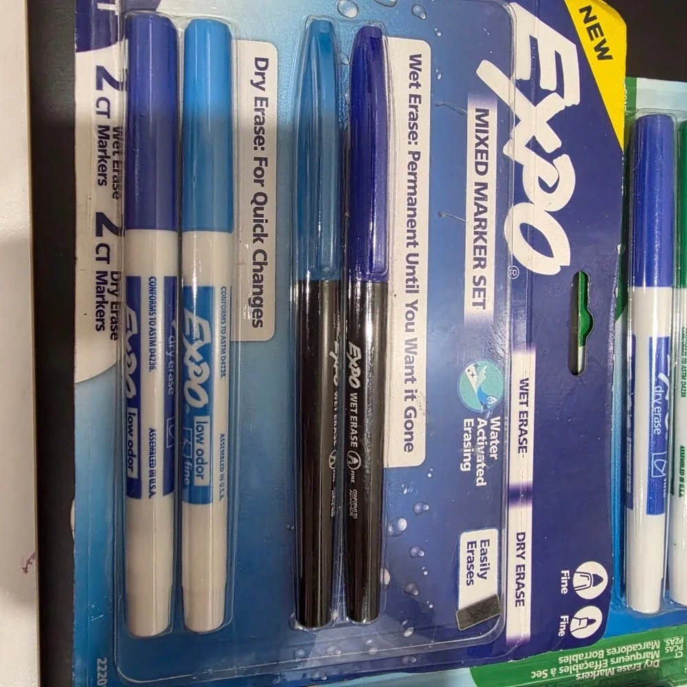 Expo Dry Erase Markers Bundle 3 Packs Chisel Fine Tip Wet Erase Mixed Colors NEW